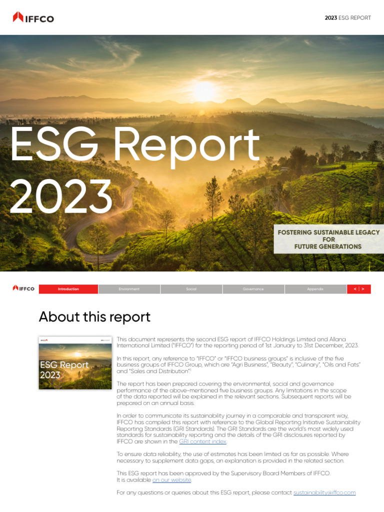 IFFCO 2023 ESG Goals and Progress | PDF | Climate Change Mitigation ...