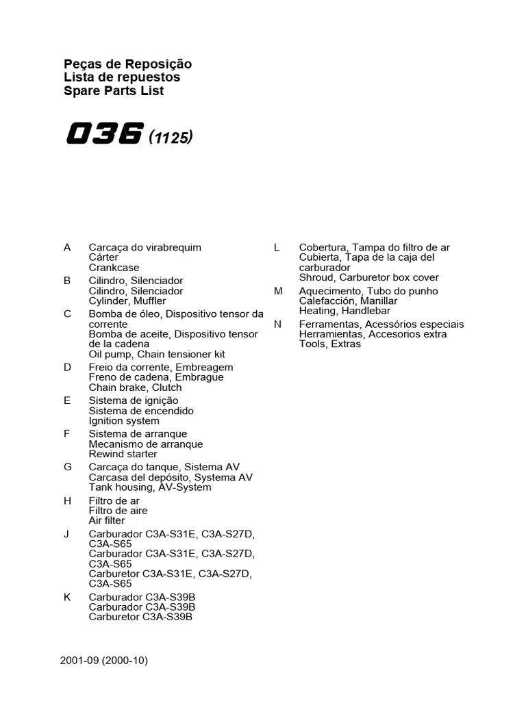 Liste de pièces Stihl 036 | PDF | Organe d'un moteur à explosion ...
