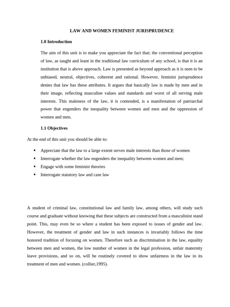 Feminist Jurisprudence and Gender Law | PDF | Feminism | Gender Studies
