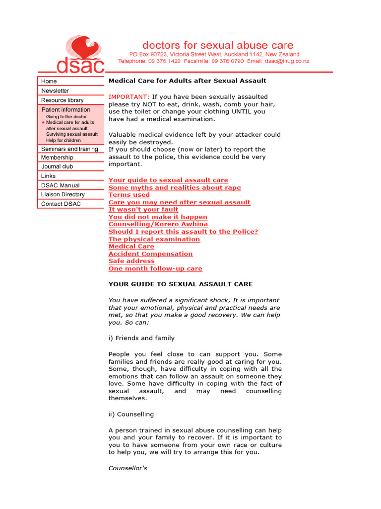 Medical Care After Sexual Assault | PDF | Rape | Assault