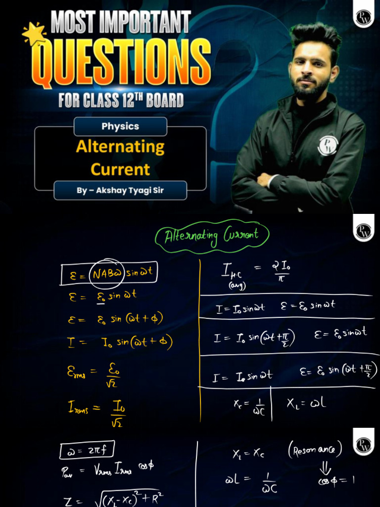 One Shot Alternating Current Physics Most Important Questions For | PDF