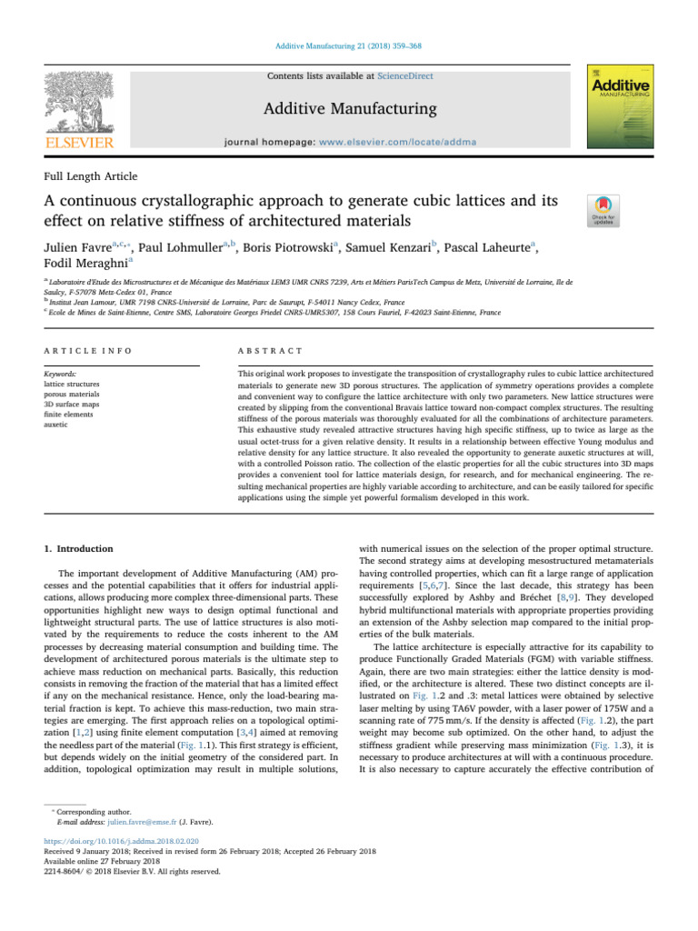 Crystallographic Cubic Lattices in AM | PDF | Crystal Structure | Young ...