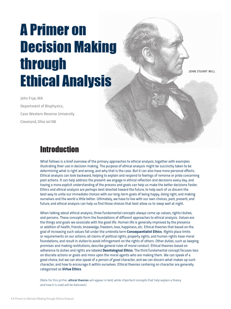 Ethical Decision Making Primer | PDF | Utilitarianism | Virtue