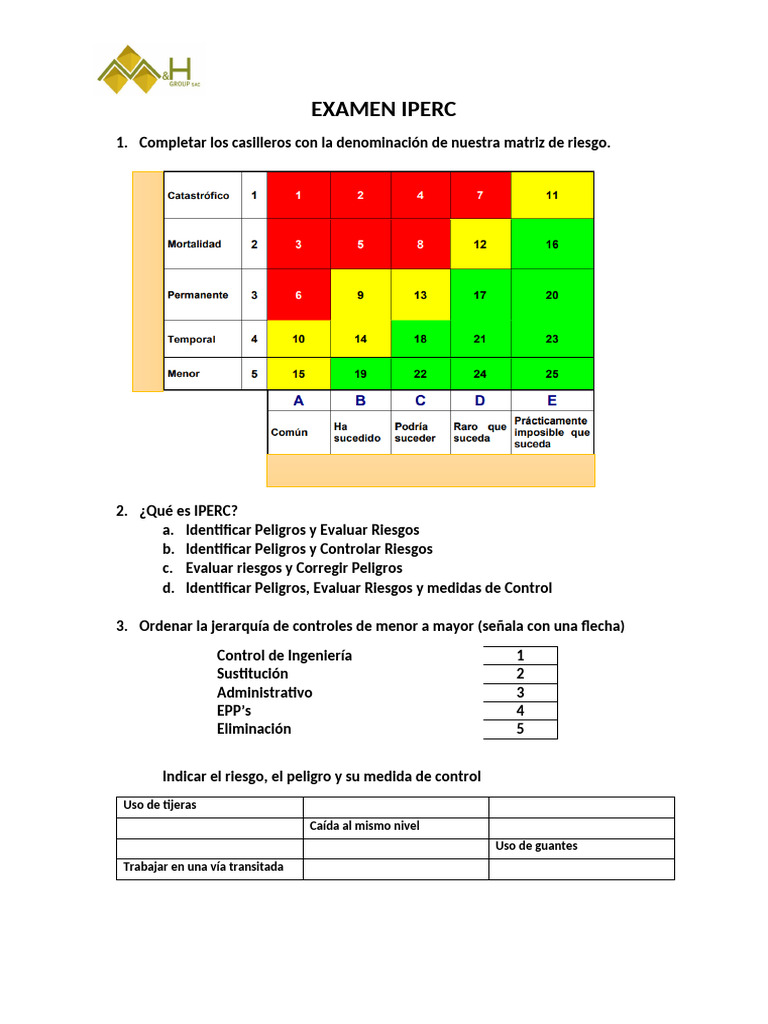 Guía de Evaluación IPERC y Riesgos Laborales | PDF