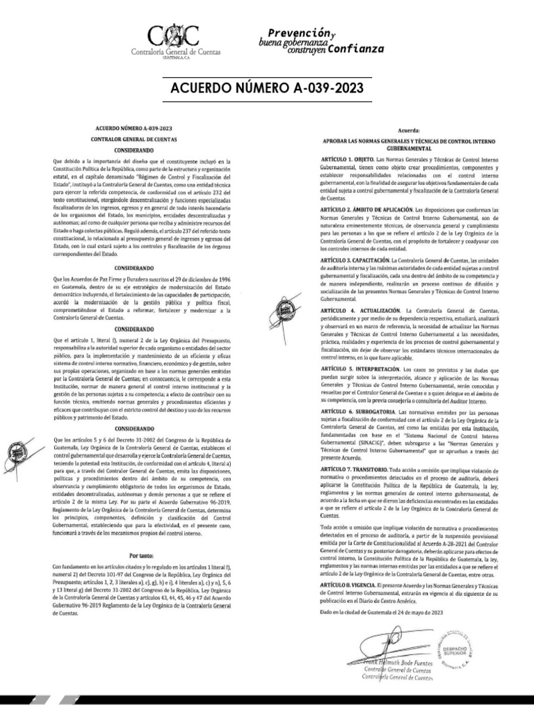 Normas de Control Interno Gubernamental | PDF