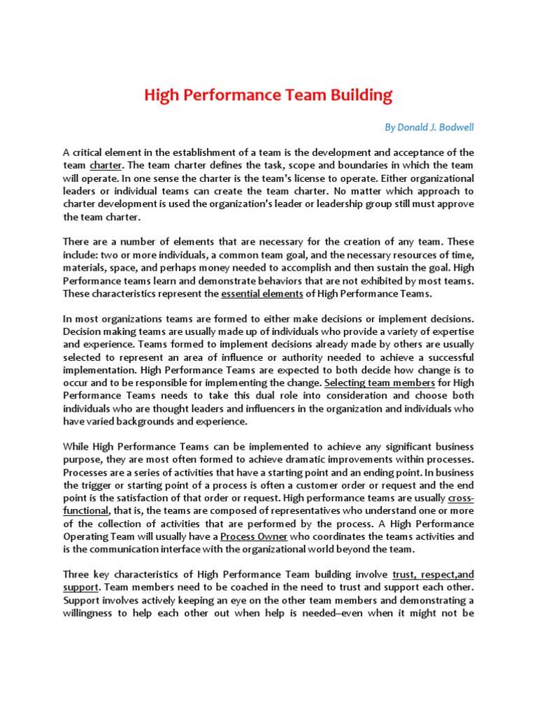 High Performance Team Building Guide | PDF | Team Building | Leadership