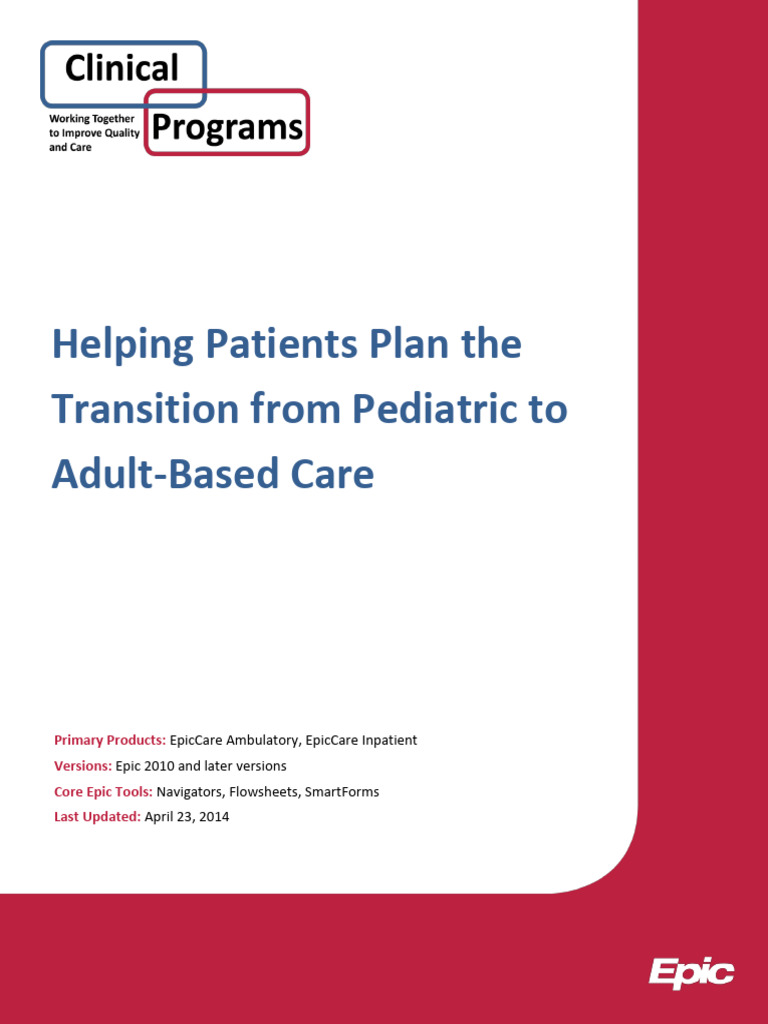 Helping Patients Plan The Transition From Pediatric To Adult-Based Care ...