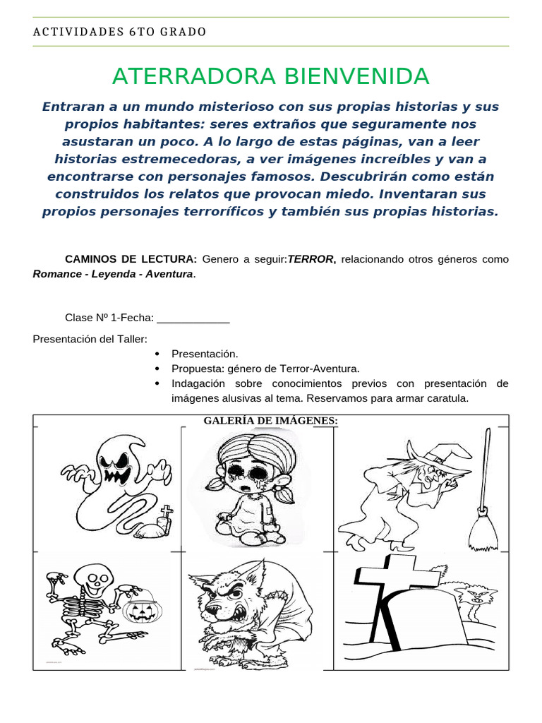 Taller de Terror y Aventura 6to Grado | PDF