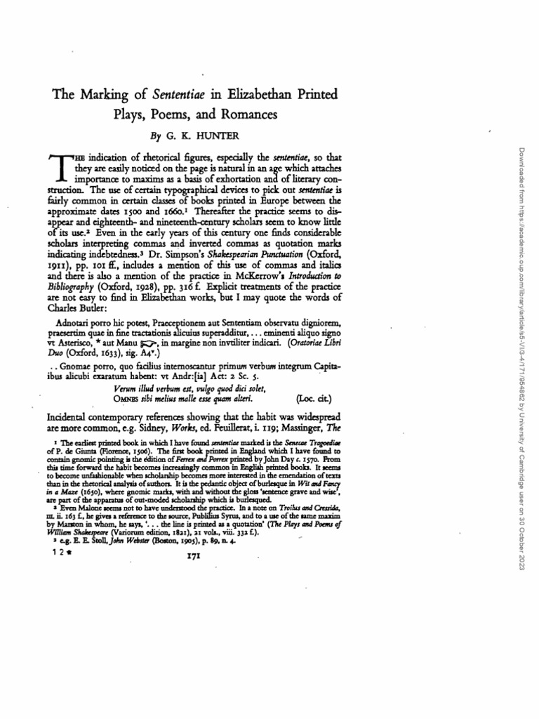 Hunter Marking of Sententiae | PDF | Quotation Mark | Writing