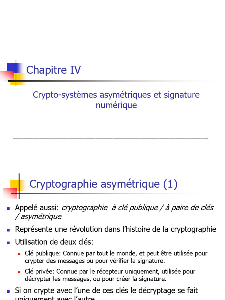 Cryptographie Asymétrique et Signature Numérique | PDF | Public-key ...
