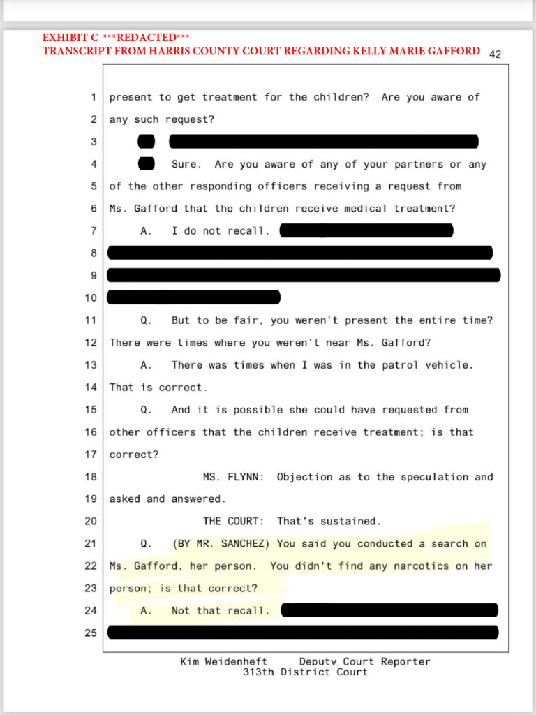 Harris County Court Transcript: Gafford Case | PDF