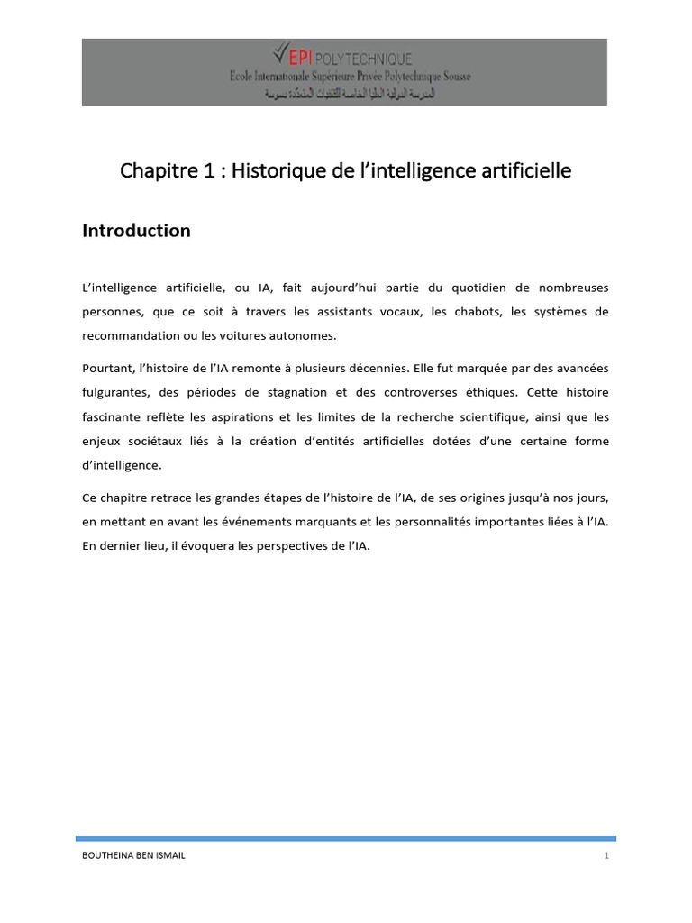 Histoire de l'intelligence artificielle | PDF | Intelligence ...