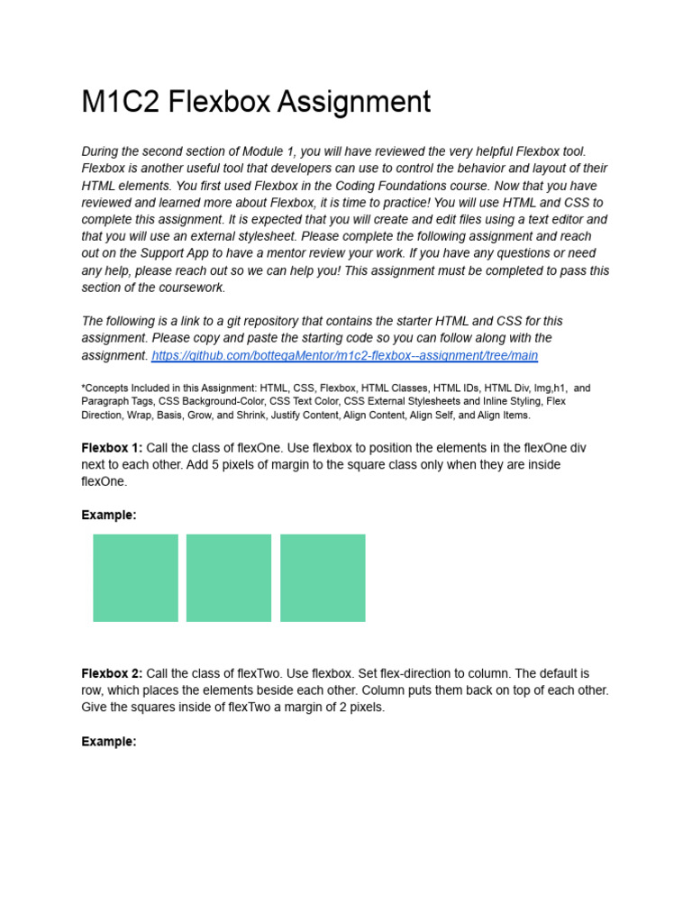 M1C2 Flexbox Assignment | PDF | Html | Software Engineering