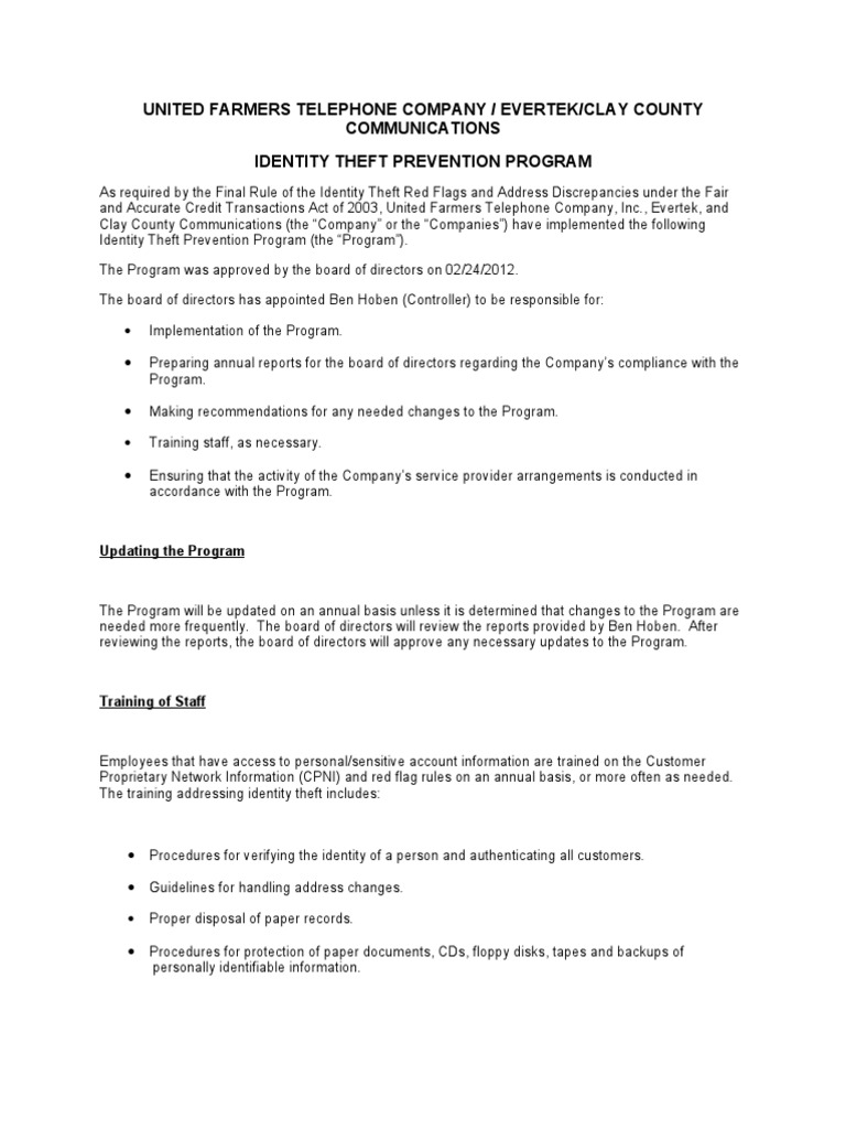 Identity theft program 2011 pdf identity theft authentication