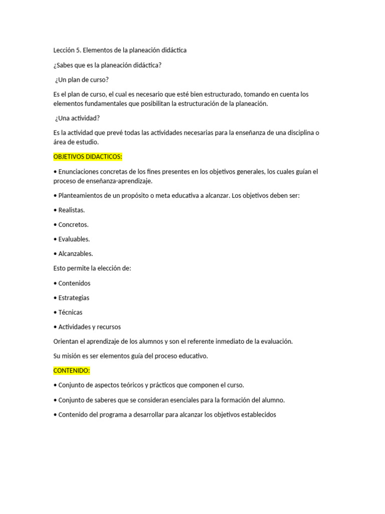 Elementos de la Planeación Didáctica | PDF | Evaluación | Enseñando