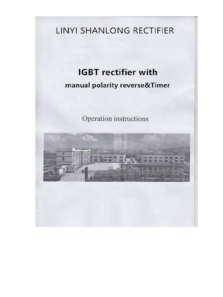 Rectifier Operation Instructions With Manual Polarity Reverse&Timer | PDF