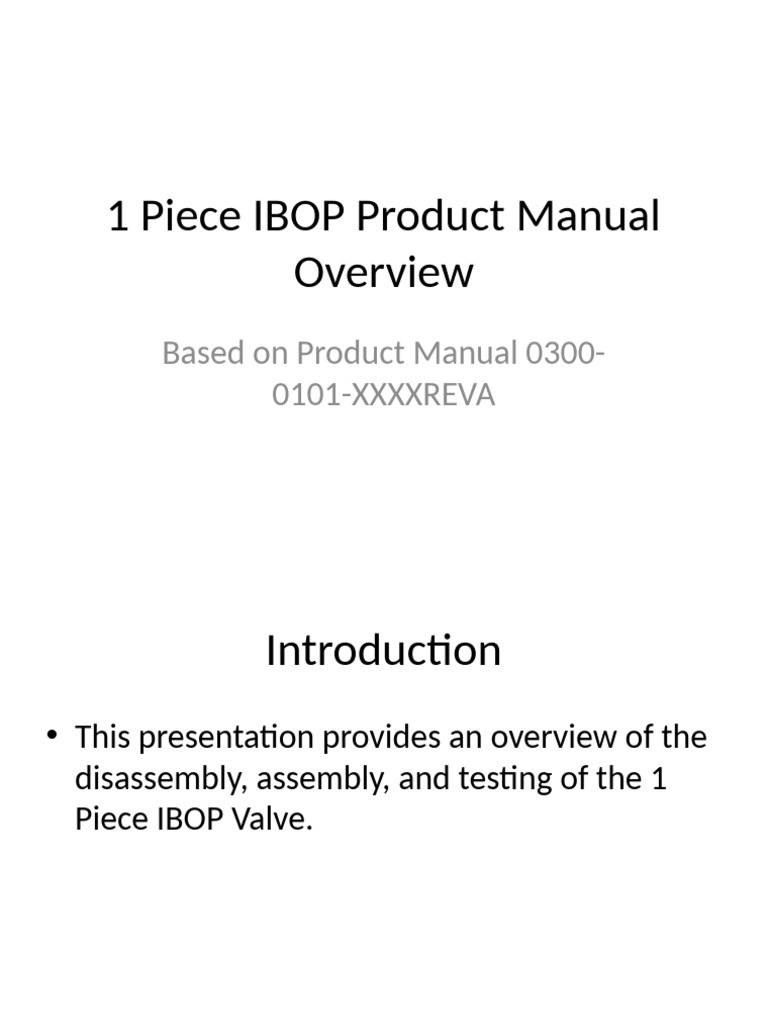 1 Piece IBOP Valve Manual Guide | PDF