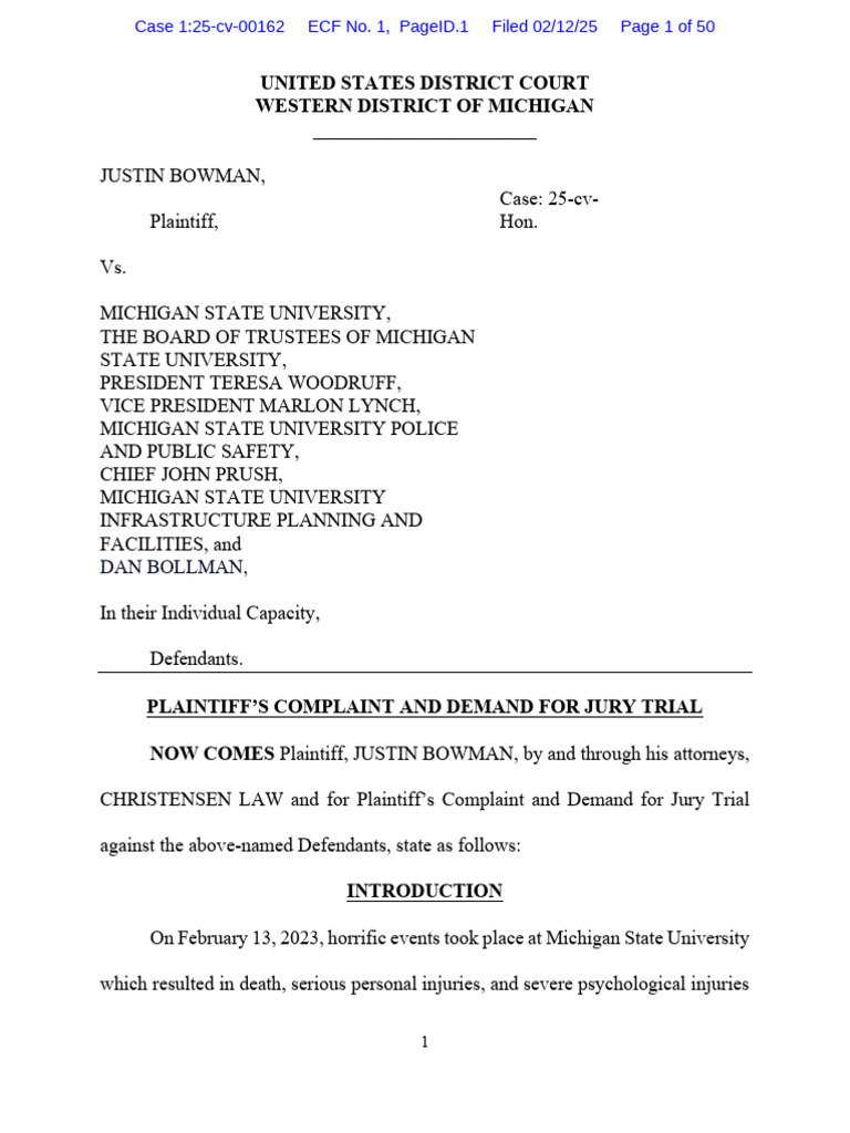 MSU Complaint | PDF | Damages | Punitive Damages