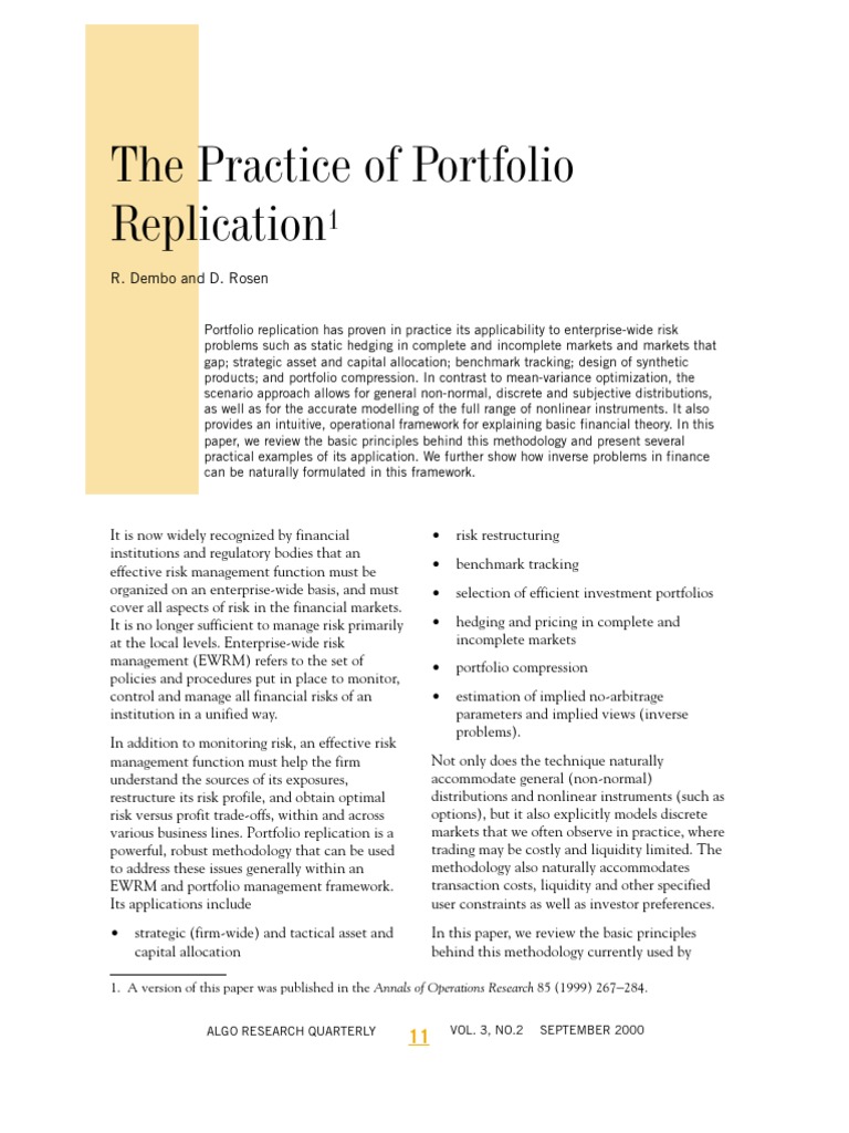 The Practice of Portfolio Replication: Algo Research Quarterly Vol. 3 ...