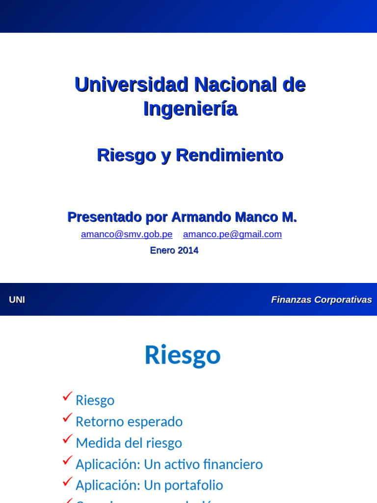 05 Clase Riesgo y Rendimiento | PDF | Portafolio (Finanzas ...