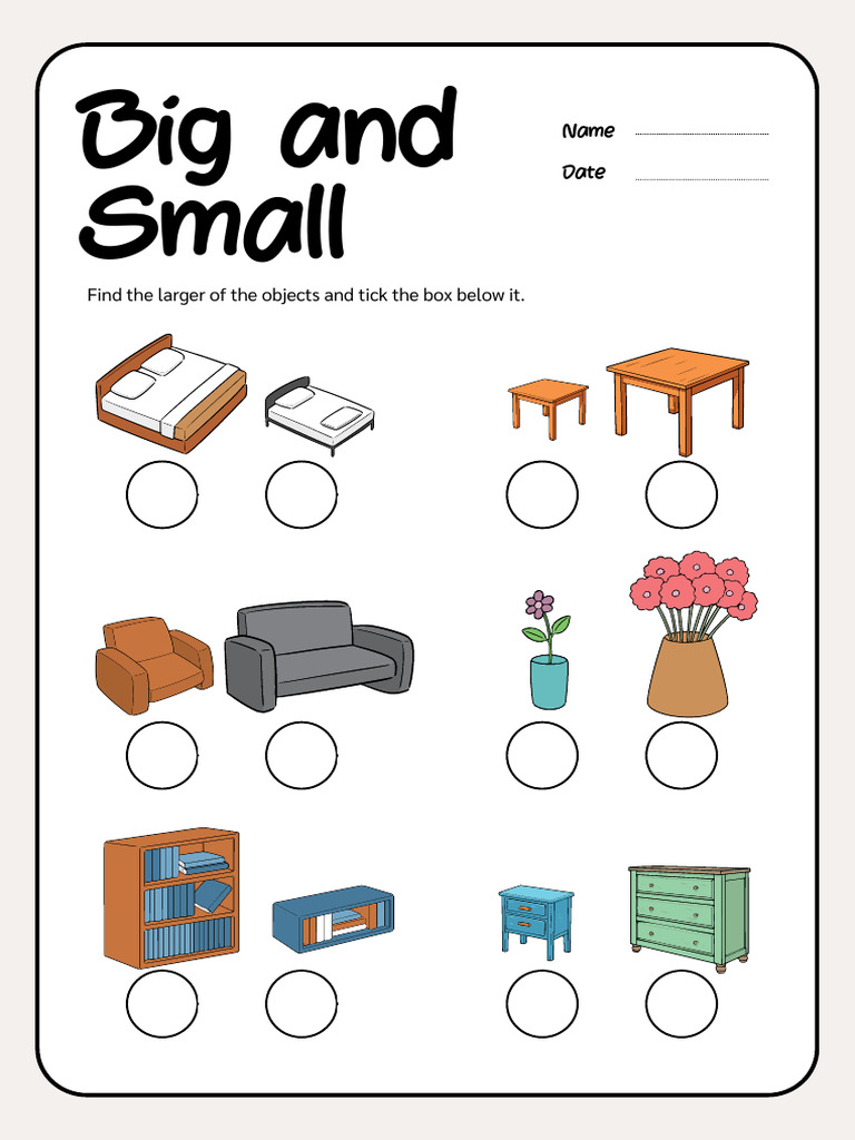 Big and Small Concept Worksheet Grey and White Simple Style | PDF