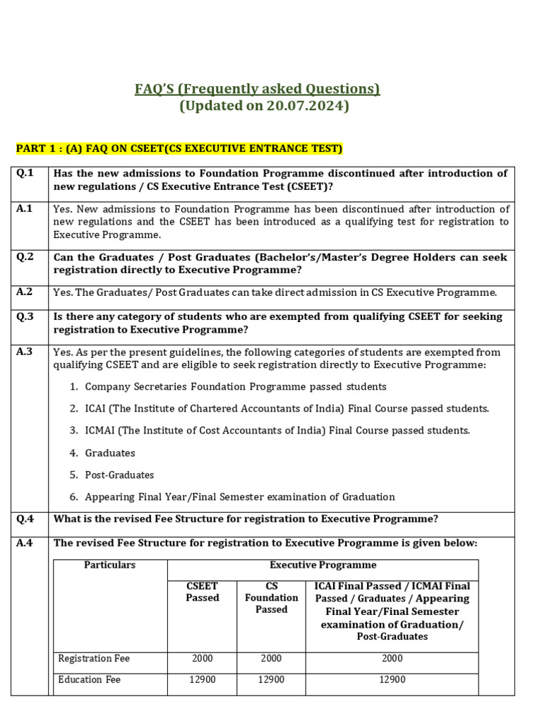 CSEET Registration and FAQs Guide | PDF | Identity Document ...