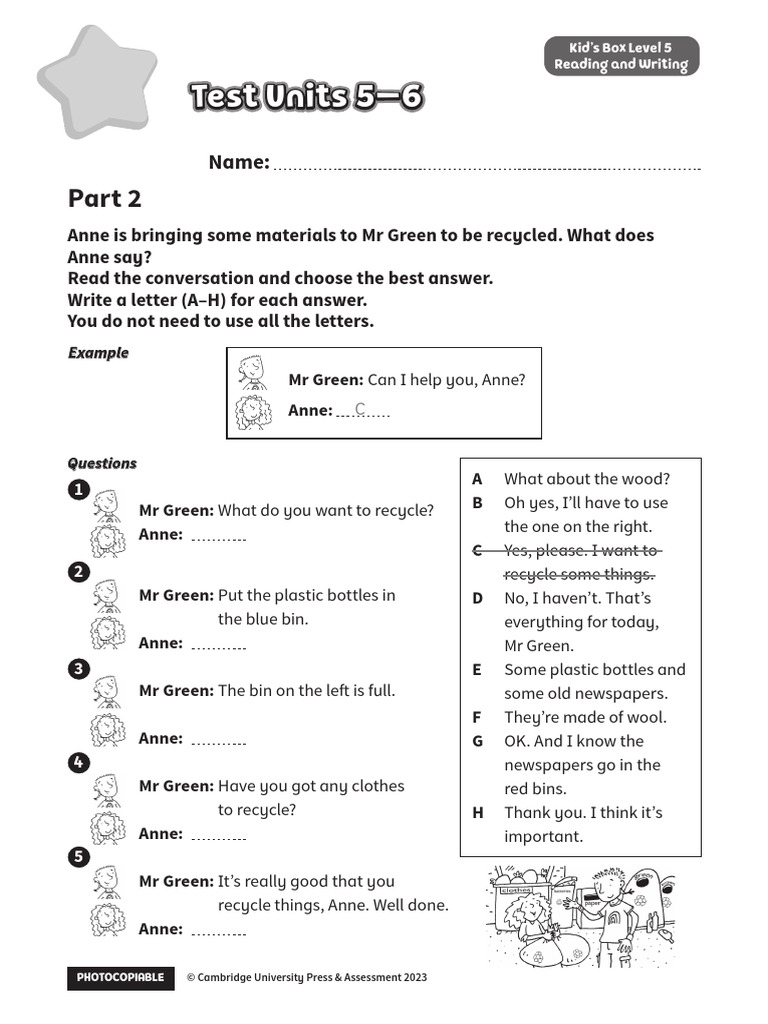 Kid's Box Level 5 Unit 5 Test | PDF