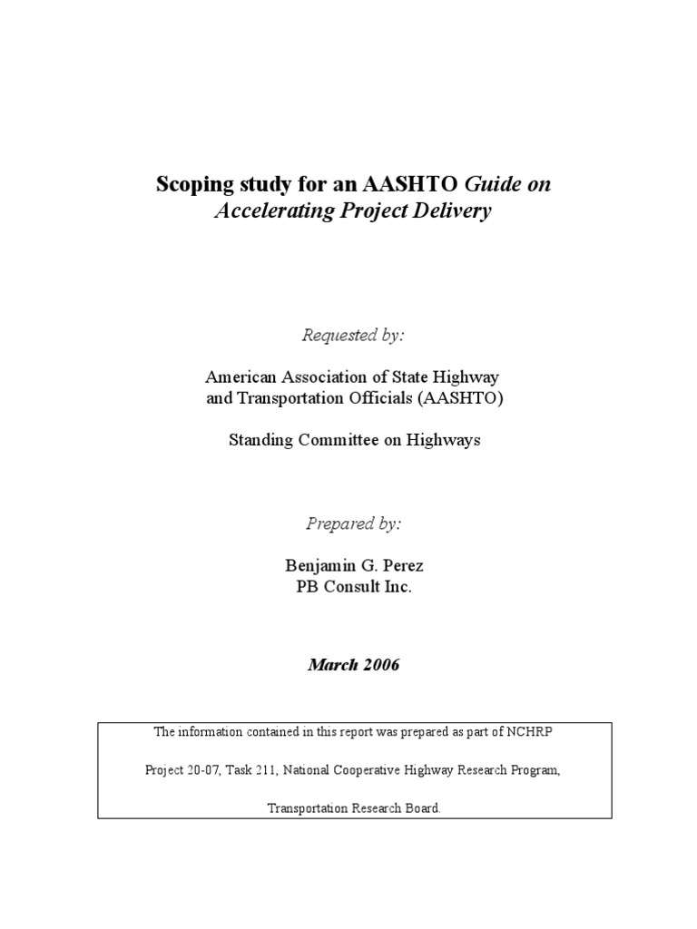 AASHTO Guide on Project Delivery Acceleration | PDF | National ...