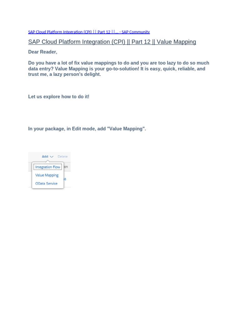 SAP CPI Value Mapping Guide | PDF