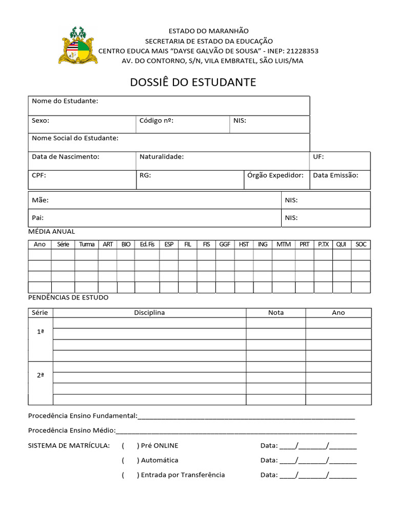 Dossi Do Estudante Maranh o PDF