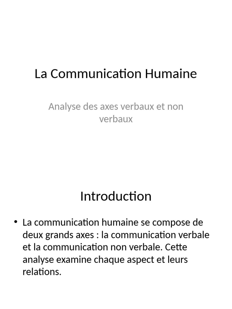 Communication Humaine : Verbal et Non Verbal | PDF