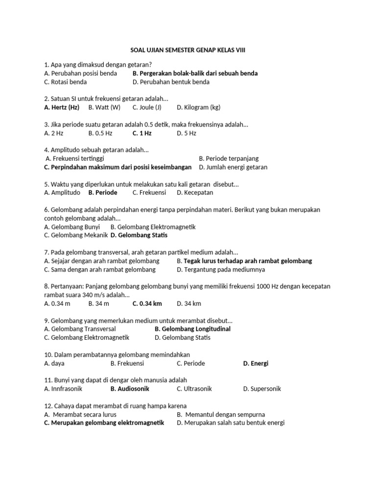 Soal Ujian Semester Genap Kelas VIII | PDF