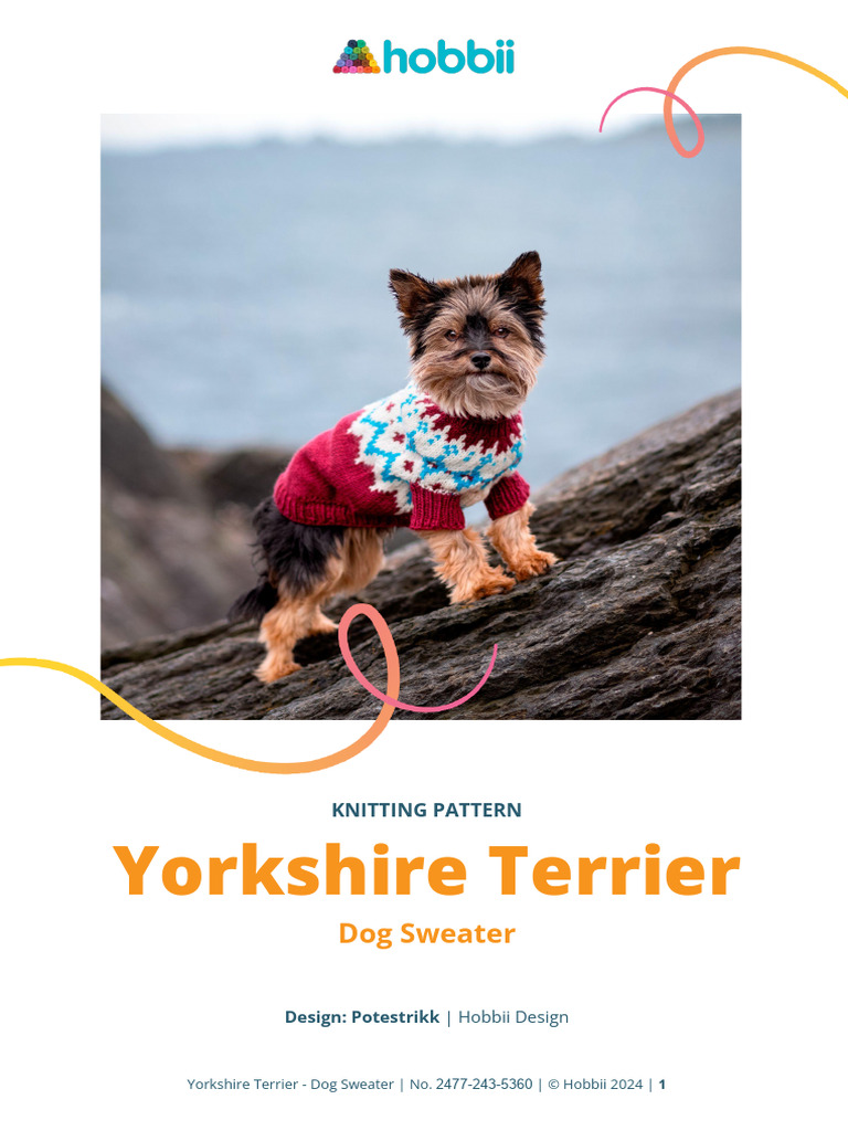 Yorkshire Terrier Dog Sweater Pattern | PDF | Knitting | Basic Knitted ...