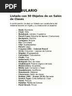 Fichas de Los Utiles Escolares en Ingles Gratis | PDF