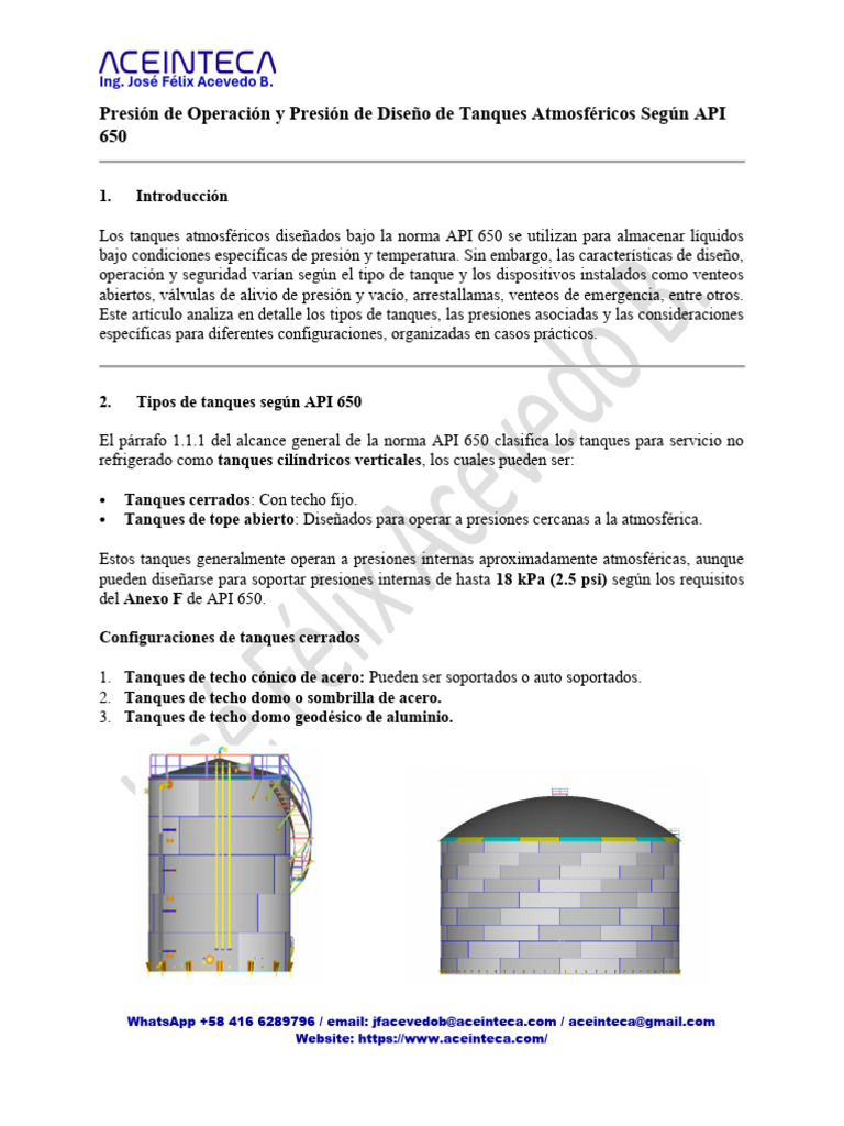 Presión y Diseño de Tanques API 650 | PDF | Presión | Tanques