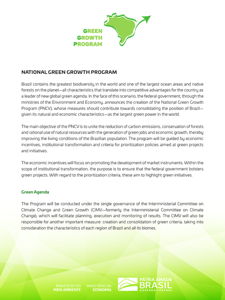 Brazil's National Green Growth Program | PDF | Green Growth | Brazil
