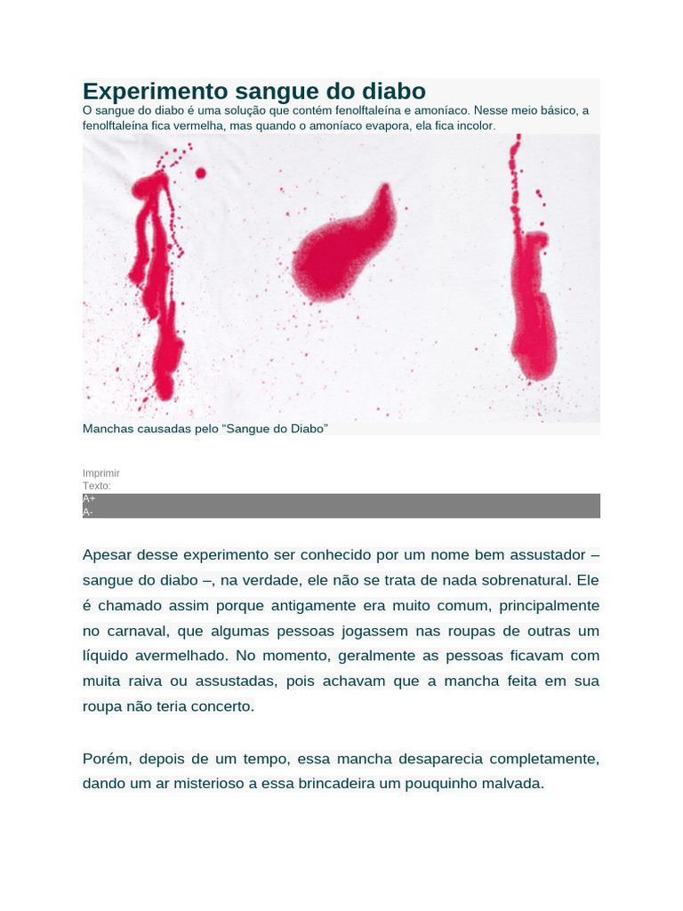 Receita do Sangue do Diabo | PDF | Química