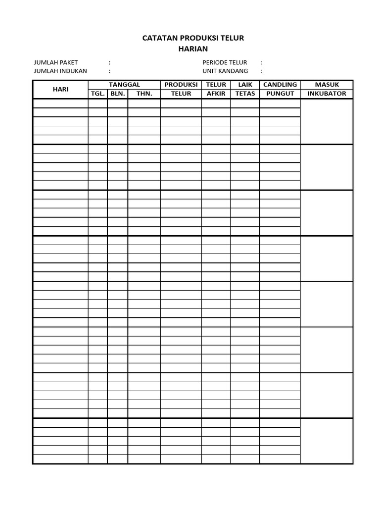 Form. Rekording Ops Telur | PDF