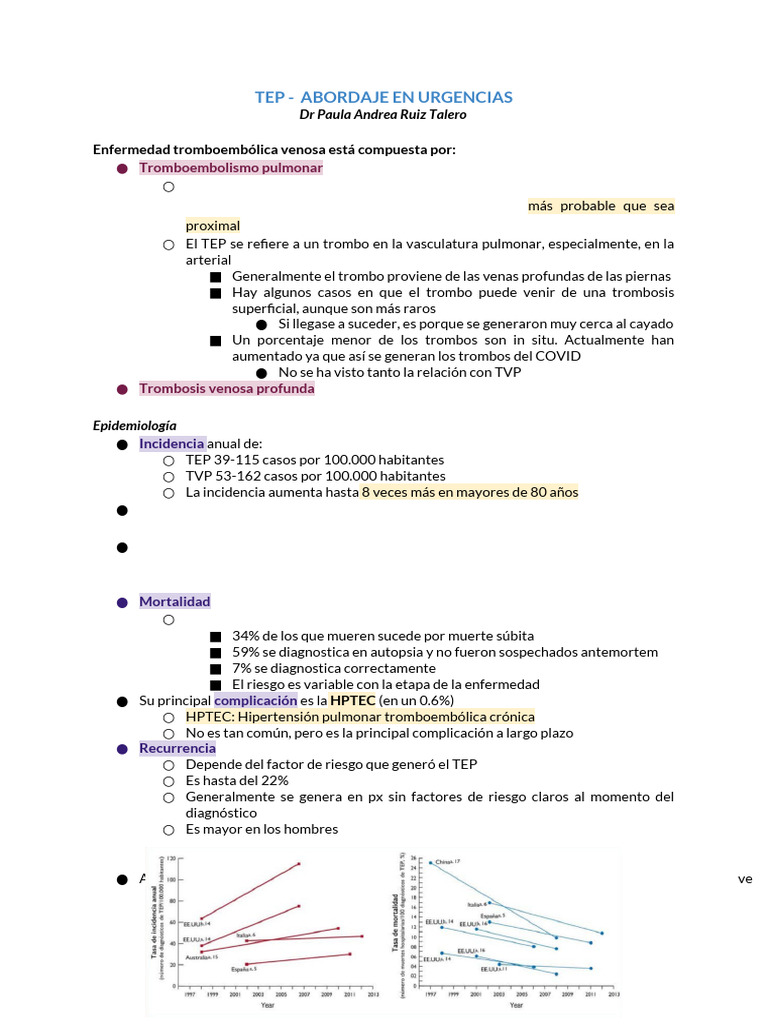 Abordaje del TEP en Urgencias | PDF | Trombo | Medicina CLINICA