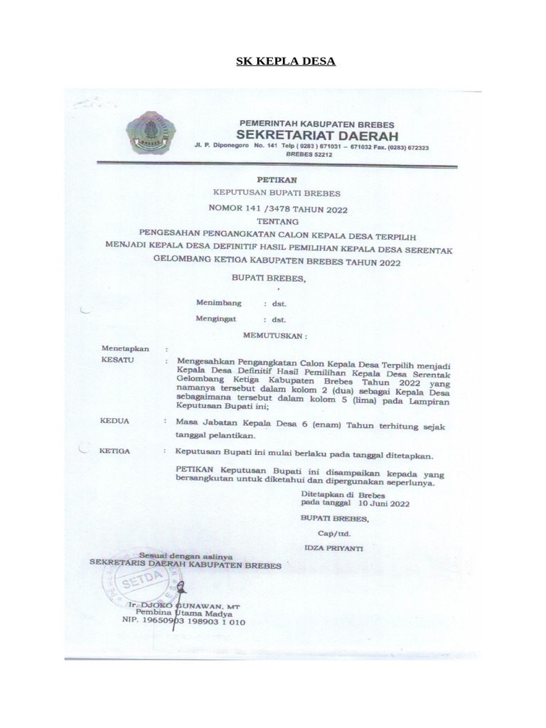 Sk Kepala Desa Pdf