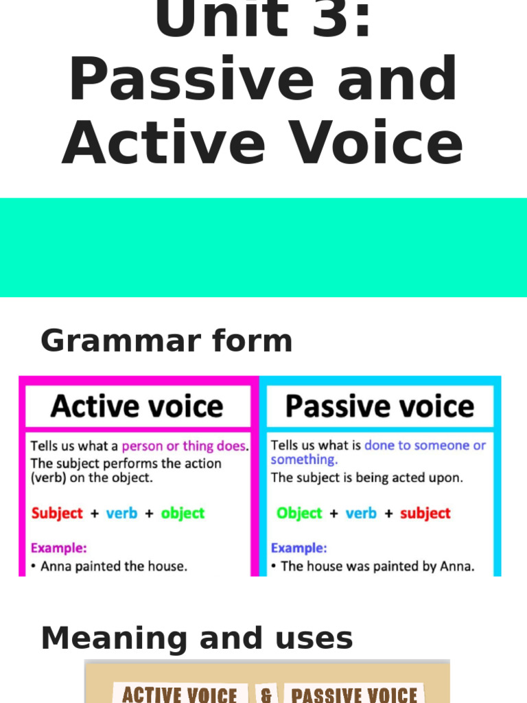 Unit 3 Active-Passive Voice | PDF | Verb | Grammar