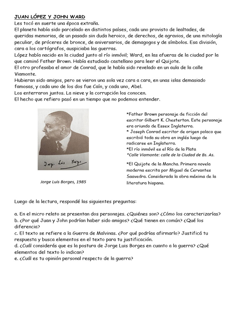 JUAN LÓPEZ Y JOHN WARD Con Actividad | PDF | Don Quijote