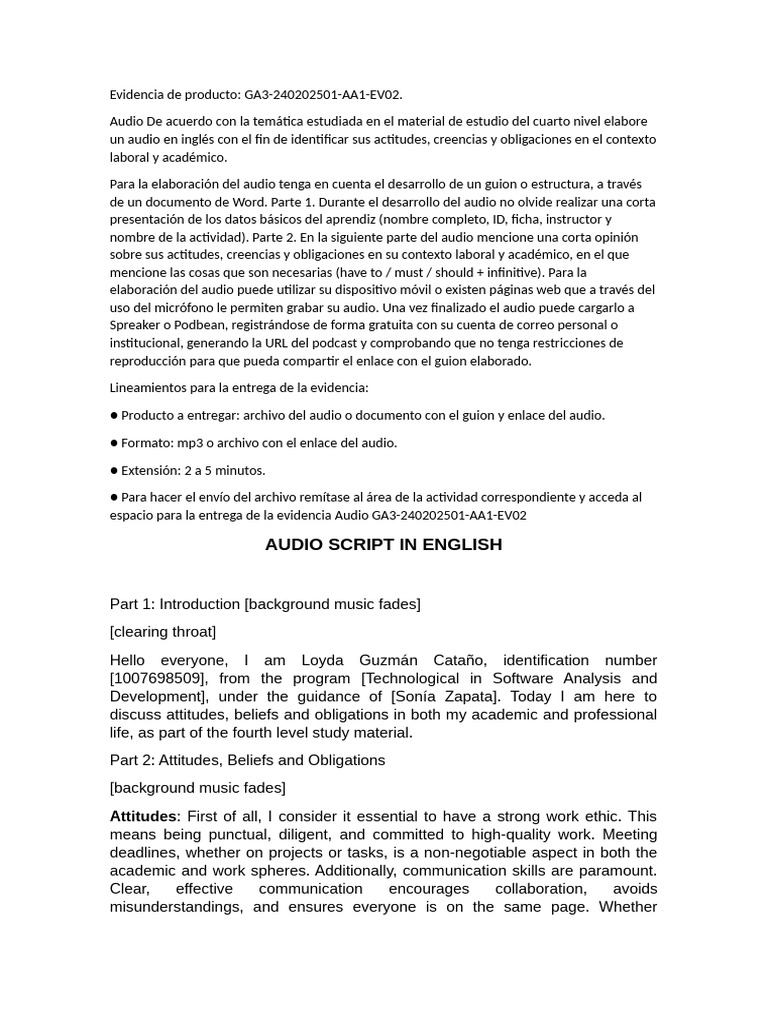 Audio Script in English | PDF