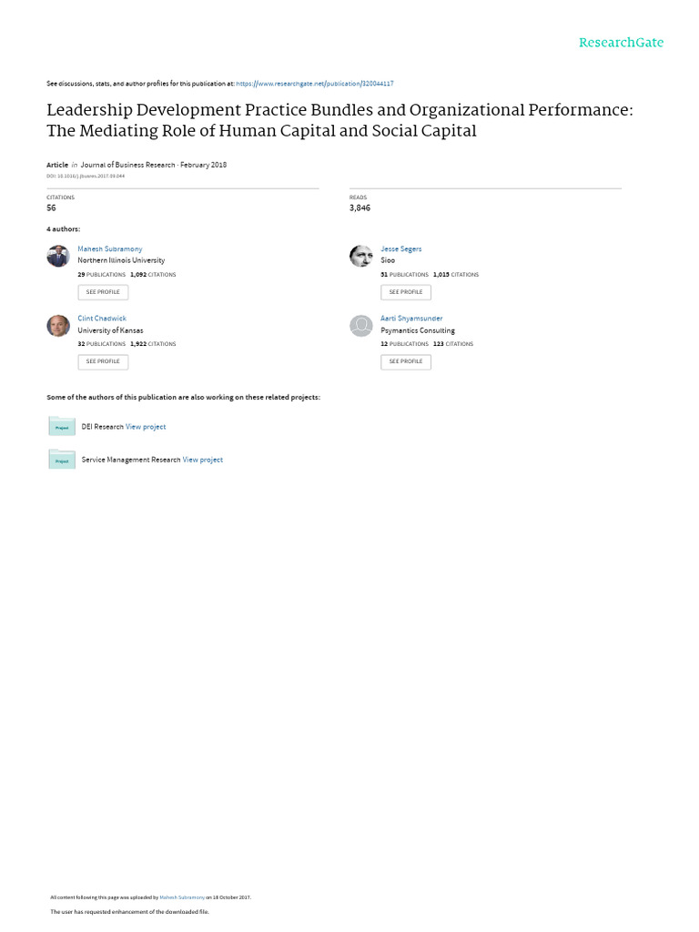 The Mediating Role of Human Capital and Social Capital | PDF ...