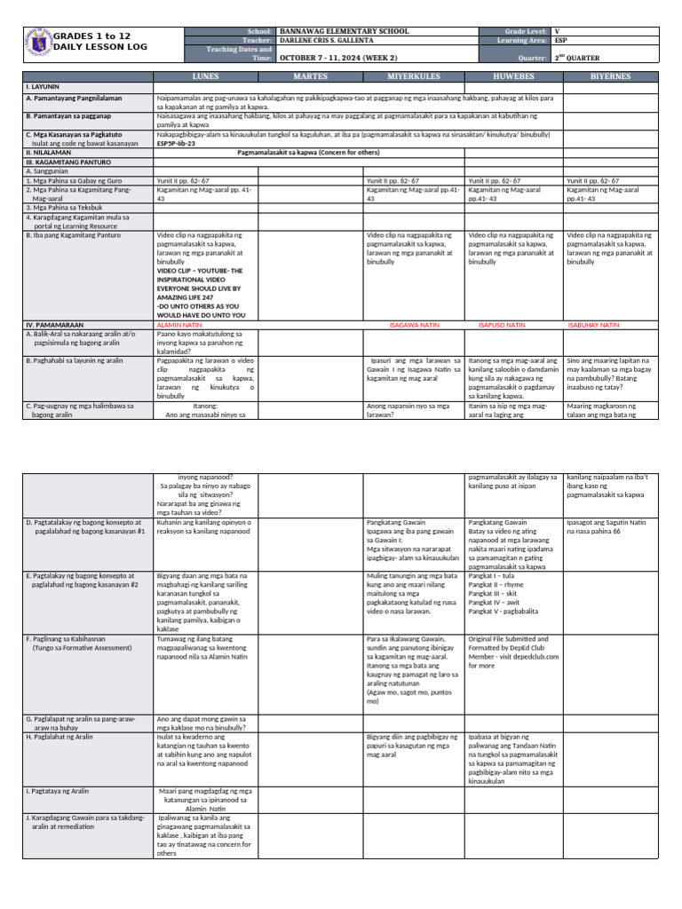 DLL - Esp 5 - Q2 - W2 | PDF