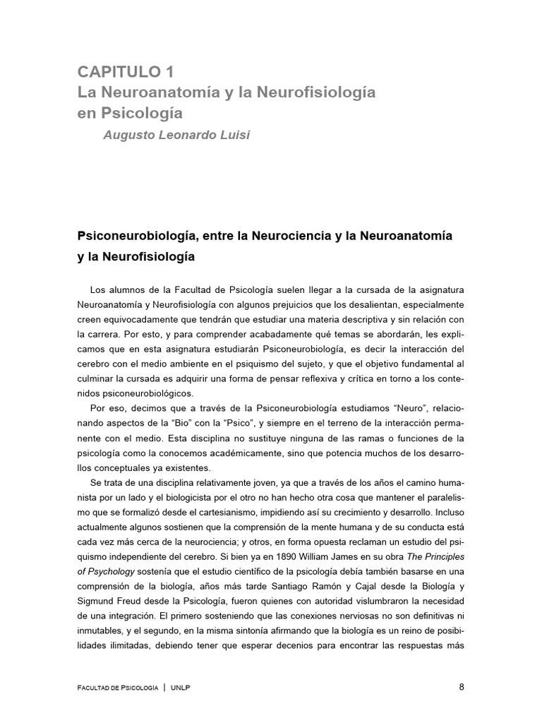 Capitulo 1 Libro de Catedra UNLP Neuroanatomia y Neurofisiologia | PDF ...