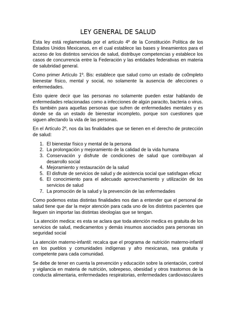 Ley General de Salud en México | PDF | Cuidado de la salud | Obesidad