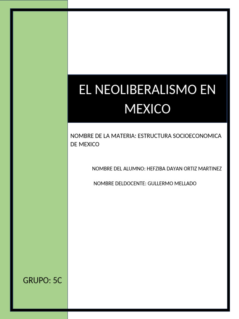 Neoliberalismo y su Impacto en México | PDF | Tratado de Libre Comercio ...
