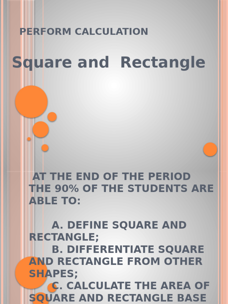 Area Calculation for Squares & Rectangles | PDF | Area | Rectangle