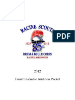 Racine Scouts 2012 Front Ensemble Audition Packet